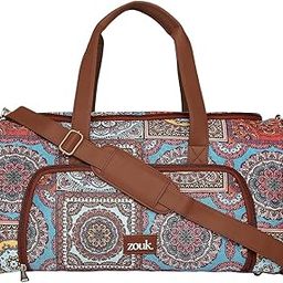 zouk Weekender Duffle Bag | Travel Bag with Shoe Compartment & Trolley Sleeve | Spacious, Foldable, Lightweight Duffel for Men & Women | Water-Resistant | Multicolor Mandala Print-picture-8
