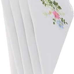 3NH® 5Pcs Womens White Flower Embroidery Cotton Lace Handkerchiefs Hanky 01-36