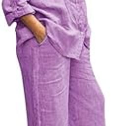 Women’s Lavender Cotton Co-ord Set | Relaxed Fit Two-Piece Shirt and Pant Set | Lightweight Summer Loungewear | Casual & Travel Wear-image-57