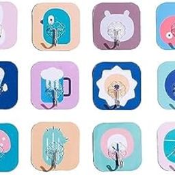 GDR Self Adhesive Wall Mounted Hook - Non Trace & No Drilling PVC, Nail Free Seamless Plastic Waterproof Sticker (Pack of 10, Cute Design), Transparent-picture-31
