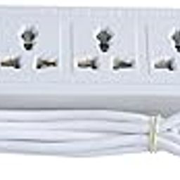 6 Sockets, 1Switches Extension Board with Fuse and Heavy Copper Wire (3 Meter) MultiColourd-23