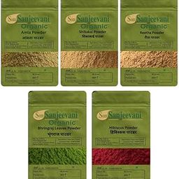 Som Sanjeevani Organic Combo Powder-Amla 100g-Shikakai 100g-Reetha 100g-Bhringraj 50g-Hibiscus 50g-Total(400g)-image-33