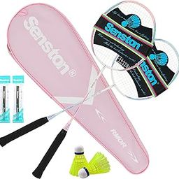 Senston Badminton Rackets Set of 2, Graphite Shaft Badminton Racquets Including Badminton Bag, 2 Badminton Shuttlecock, 2 Racquet Grip（Pink/Blue）-image-15