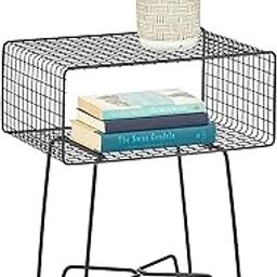 Craft Capital Record Player Stand with Vinyl Storage – Space-Saving Small Nightstand, Narrow End Table, Tall Bedside Table, Magazine & Side Table – Sturdy Metal Frame, Modern & Retro Style (Compa)-28