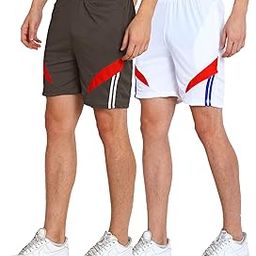 Men's Sports Gym Shorts Men's Gym Workout Shorts Breathable Quick Dry Lightweight Pack of 2 (Brown-White, Free Size-28-34 Inches Waist)-picture-14