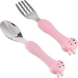 Anayo Kids Spoon & Fork Set, Stainless Steel Cutlery Set for Feeding Baby Toddlers & Childern - Cute Animal Designs with Travel Case (Pink)-6