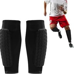 Proberos® Soccer Shin Guards Padded EVA Cushioning for Teens Adults Built in Silicone Anti-slip Strips Stretchy Lycra One-piece Football, Baseball, Rugby, Size M-picture-1