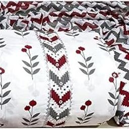 Tendisha Women cotton Unstitched Dress Materials Salwar kameez dupatta white colour unstitched free size 3 piece suit jaipuri cotton fabric with contrast print (Free size)-picture-36