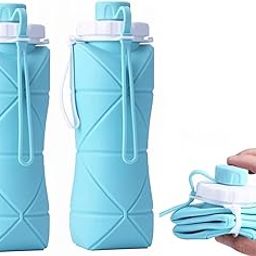 Jividri Folding Silicone Water Bottle Sports Water Bottle Outdoor Travel Portable Water Cup Running Riding Camping Hiking Kettle - 600 Ml - (PACK OF 2)-image-38