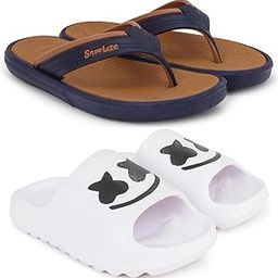 Combo Pack of 2 Slipper/Flip Flops/Slides/Clogs/Sandals for Men (V-121 Vs YEE-Dancer & Smarteria)-image-92
