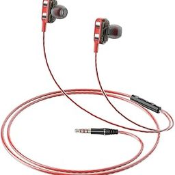 amazon basics in-Ear Wired Earphones with 9 mm Dual Drivers, in-Line Mic, Powerful Bass, Noise Isolation, 3.5 mm Audio Jack (Black and Red)-12