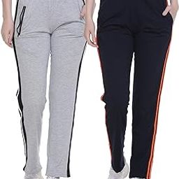 Women's Regular Fit Mid Rise Trackpants (Pack Of 2) (831W2_NX_Multicolored_Medium)-picture-16