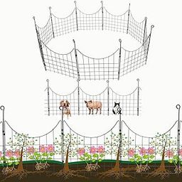 Jabox Rust Proof Flower and Animal Fence, Decorative Outdoor Wire Fence for Home Gardening Durable Tree Guard for Garden and Balcony Versatile Fence for Garden, Balcony Covering Set-10, Black-02 (10)-14