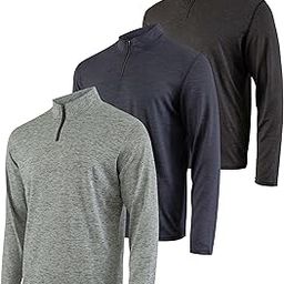 3 Pack: Men's Dry-Fit Active Quarter Zip Long Sleeve Athletic Performance Pullover (Available in Big & Tall)-image-1