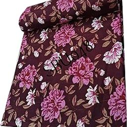 Malan Bai Printed Cotton Cloth Purple Floral Materiel Natural Running Fabric Jaipuri Hand Block Printed Women Dress Material Kurtis Natural 43" Inches Width (2.5 Meter)-image-73