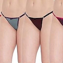 Women Lace Front Adjustable Waist Thong Panty-image-55
