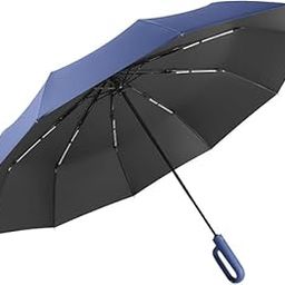 Windproof UV Umbrella for Men & Women, Mini Folding Portable 3-Fold Umbrellas | Automatic Open and Close for Rain and Sun Protection, Anti-Slip | Folding Umbrella with Carabineer Handle | Perfect Outlet Chata for Rain-image-61