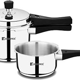 Bergner Sorrento Stainless Steel Outer Lid Pressure Cooker Combo - 2 Litre and 3 Litre Cooker, Triply Base, Heavy Bottom, Easy Open and Close, Healthy Cooking - Induction Bottom and Gas Stove Ready-picture-14
