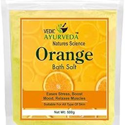 VEDICAYURVEDA Bath Salt 500g | ORANGE & Activating Blend | Aromatherapy Salt for Stress Relief, Muscle Pain, Detox & Skin Brightening | Clears Negative Energy | Foot Soak & Full Body Spa for Men & Women-image-5
