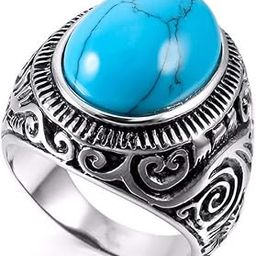 Retro Vintage Blue Stone Rings for Men | Luxury Solid Pure Titanium Stainless Steel Ring Jewellery (Blue Stone - Stainless Steel, 17-21- 24)-image-91