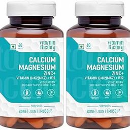 The Vitamin Factory Calcium Magnesium Zinc Supplements Vitamin B12 & D3 for Men and Women, Ideal for Bone Health, Joint Support Supplement & Sports Recovery - 60 Vegetarian Tablets (Pack of 2)-12