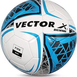 Vector X 32 Panel Bigwinn Emboss PU Thermo Bounded FIFA Basic Approved Indoor/Outdoor Football with Latex Bladder, White-Sky, Size 5, Suitable for Match and Training for Adults 15+ Years-image-68
