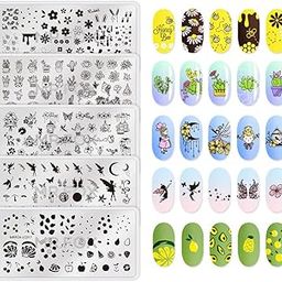 MR.FOX Nail Stamping Plate Set, 5Pcs Nail Art Stamp Kit Templates for Women with Plenty of Images-image-2