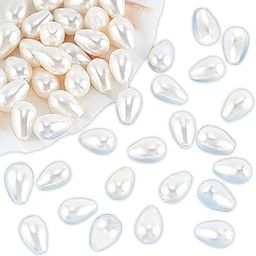 INDIKONB Glass Tear Drop Beads 8x11mm for Bracelet & Jewellery Making | AAAAA Offwhite Drop Shaped Glass Beads Bulk Pack-image-77