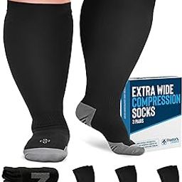 Doctor's Select 3 Pairs Plus Size Compression Socks Wide Calf - Up to 6XL | 20-30 mmHg Compression Socks for Women Wide Calf-image-44
