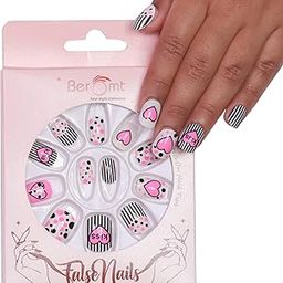 Beromt Press On Nails Set of Full Fake Nails Multicolor Printed Design Kids Nails - BFN76KN-30