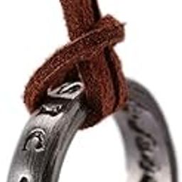 Unisex Uncharted 4 Nathan Drake Engraved Ring Pendant Necklace with Adjustable Brown Leather Chain-image-3