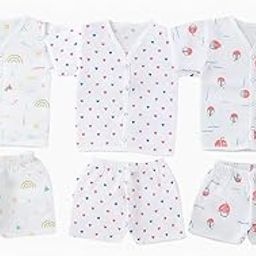 Yath Attire Set of 3 Muslin Cotton Co-ord Sets for Newborn Baby Boys & Girls (0–3 Months & 3–6 Months) | Jhabla & Shorts Combo | Soft & Breathable | Unisex-image-12