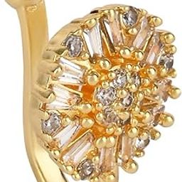 Gold Plated Clip On Non Piercing Pressing Type Stone Nose Pin, Stud For Women (Style-2)-picture-33