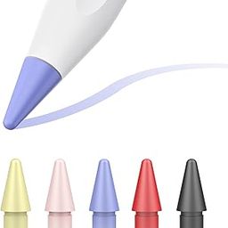 TiMOVO 5 Pack Tips for Apple Pencil 1st/2nd Generation, No Wear Out Precise Control Apple Pencil Replacement Tips Nibs iPencil Tips for iPad Pro/Air/Mini Pencil, (Black/Red/Pink/Yellow/Purple)-17