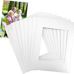 QWORK12x16 Picture Mats Cut for 8x10 Photo, 10 Pack White Double Mat Picture Matboard - Pre-Cut Mat Board Show, Bevel Cut Matte to Display Art Family Photos, Show Kits, Art, Picture Framing,-1