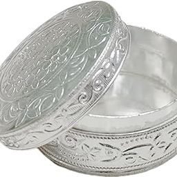 HOPE KART Sindoor Dani Silver Box Sindur Dibbi for Kumkum Kanku Decorative White Metal, Round Container, 5 cm Dia, Pack of 1-image-7