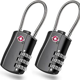 EzLife - TSA Approved 3 Digit Flexible Cable Luggage Locks, Re-settable Keyless Lock for Gym Locker, Backpack (Multicolor) (Pack of 2)-50