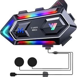 CASON Helmet Bluetooth Device,Wireless Bluetooth for Helmets Connects 2 Phones with AI Noise Cancellation/Music Control & Waterproof for All Bike Helmets-12