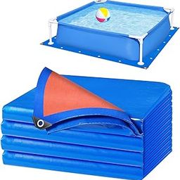 18 x 18 Ft Swimming Pool Ground Cloth, Thickened Double-Sided Swimming Pool Liner Pad Tarp for Above Ground Pool, Waterproof PE Pool Ground Pad, Prevents Punctures Pool Mat Protector Tarp (Square)-15