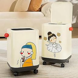 Krupaksh Creative Cartoon Dustbin With Wheels – Wastebasket For Kids' Room, Dorm, Or Small Spaces - Easy Mobility Trash Can-image-43