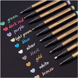 Red Square Metallic Markers Paint Marker Pens - Fine Tip Art Marker Pen for DIY Card Making, Coloring Books, Scrapbook Photo Album, Rock Art, Metallic Marker Set of 10-7