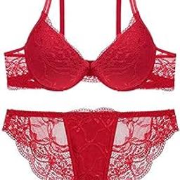 Women's Net Fabric Padded Underwire Push-Up Bridal Bra Panty Set-image-60