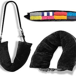 Stuffable Neck Pillow-Stuffable Neck Pillow for Travel-Soft Velvet Stuffable Travel Neck Support Pillow Portable Plane Neck Pillow Case Cover Stuffable with Clothes for Airplane Essentials Accessories-26