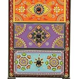 ARVISH ENTERPRISES Entryway Table | Wooden Bedside Table | Traditional Chest of Drawer with 3 Drawers for Living Room, Bedroom, Hall, Hotel & Home, Multicolor, (30D x 46W x 76H CM)-image-4