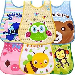 Lefan Plastic Waterproof Quick Dry Sleeveless Washable Printed Feeding Bibs Apron For New Born Kids & Toddler, Unisex Cute Printed Meal Time Bib Set For Baby Boys & Girls-12