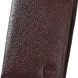 Men's Genuine Leather Textured RFID Protected Bi-Fold Wallet with ID Windows (Brown)-image-34