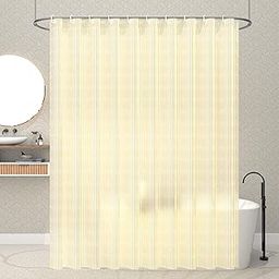Kuber Industries PVC Solid Water Proof Shower Curtain Standard (Cream), Washable, Pack of 1-8