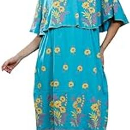 Maternity Gown for Women | Knitted Polyester Zipless Feeding Poncho Night Dress with Attached Cape, Easy Nursing & Convenient Pockets for Pre & Post Pregnancy-image-29