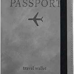 Black PU Leather Passport Holder Cover Cardholder Travel Wallet Organizer Men and Women (Grey)-image-79