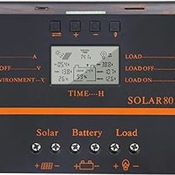 Eryue 80A PWM Solar Controller 12V/ 24V Self-Adapting L Solar Panel Dis Regulator with 5V USB Output Com nsation Multiple Protections-15